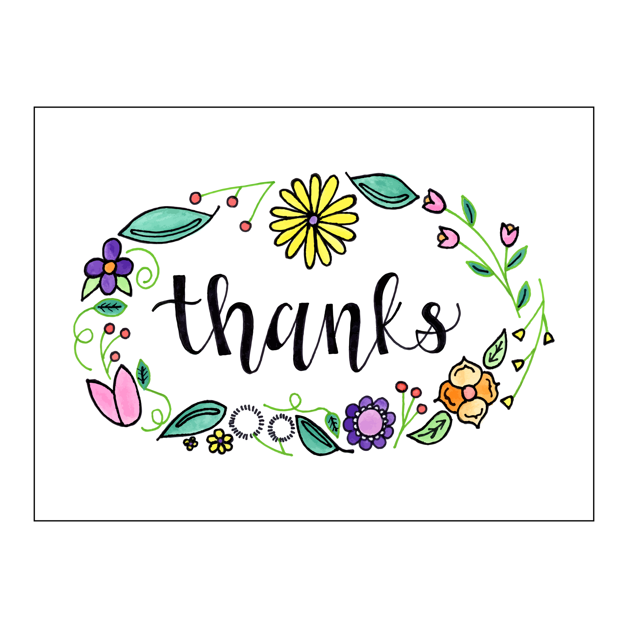 Thanks, Floral Oval (Set of 8)