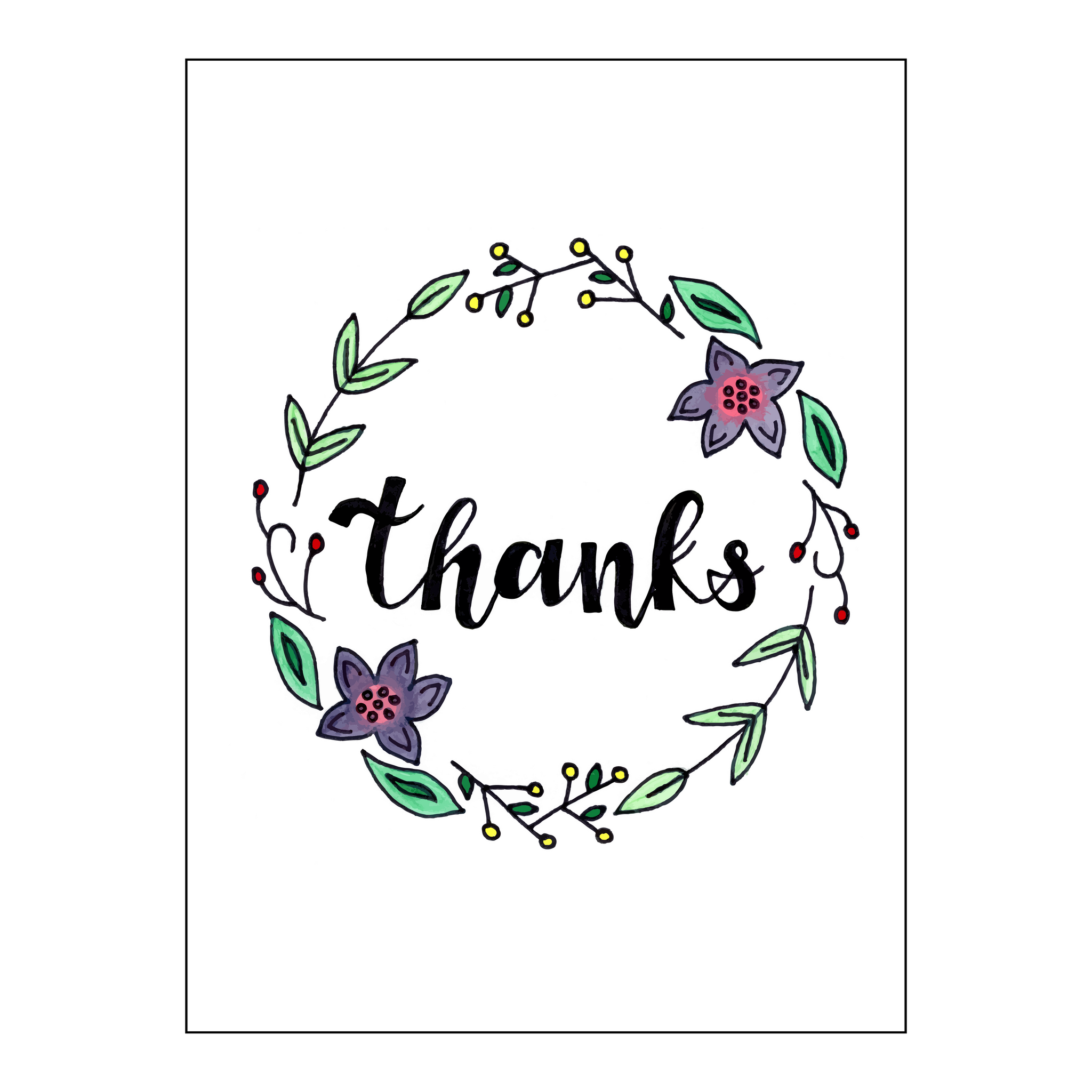 Thanks, Floral Wreath (Set of 8)