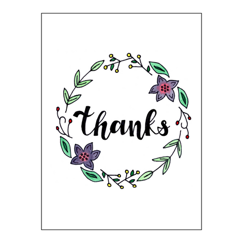 Thanks, Floral Wreath (Set of 8)